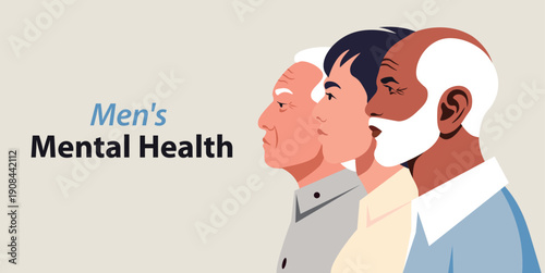 Diverse men supporting mental health awareness concept