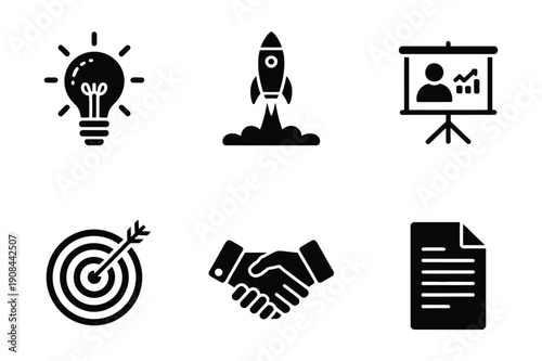 Startup and business success icons