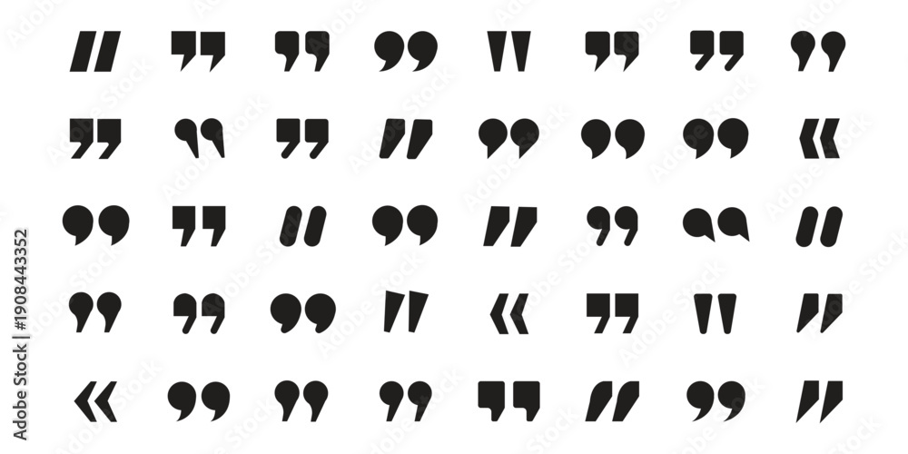 Fototapeta premium Quotation mark vector icon set. Quotation marks icon set vector illustration for quotes, speech, talking marks and comments design. vector, icons
