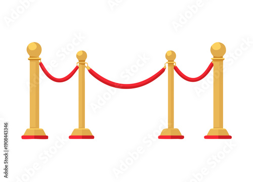 Gold stanchions with red velvet rope .Classic gold stanchions with a draped red velvet rope barrier for crowd control and VIP events
