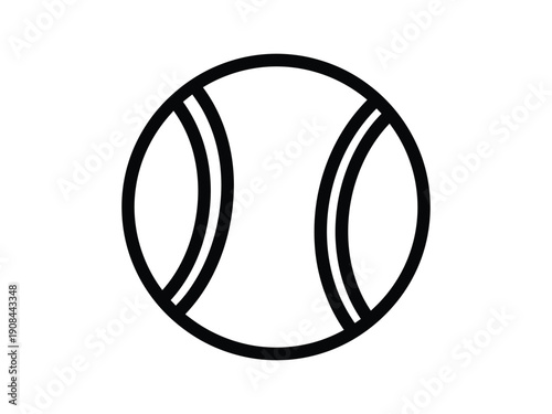 Simple black and white line drawing of a baseball, perfect for sports and game-related designs