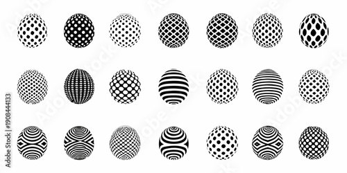 A series of optical illusion eggs with varying patterned designs