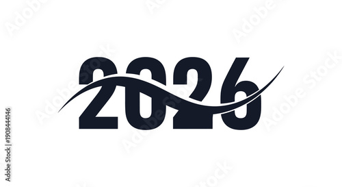 A striking graphic representation of the year 2026 featuring flowing lines and a dramatic silhouette high quality professional