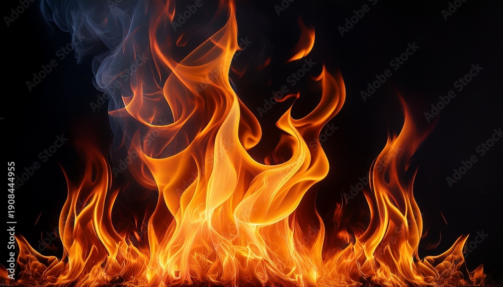 Fototapeta premium Blurred Illustration Of Burning Fire Flame Burning Fire Flame On Black Background