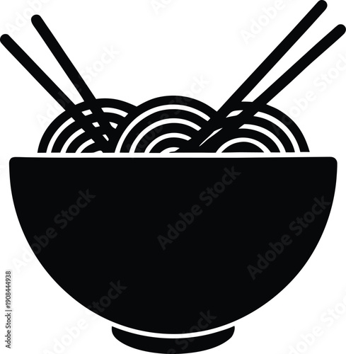 Noodles Bowl Asian Cuisine Delicious Food Vector Icon