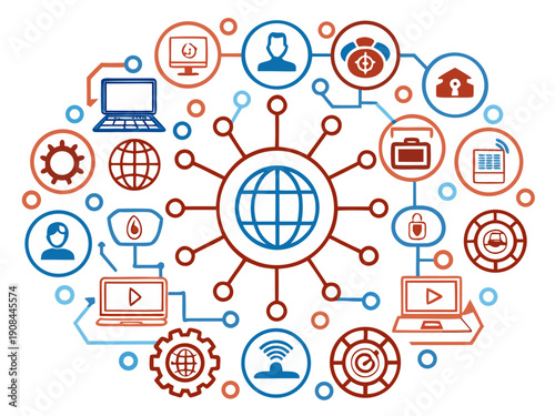 Network Icon Set Collection – Internet, Connection, Data, Cloud, Server Symbols