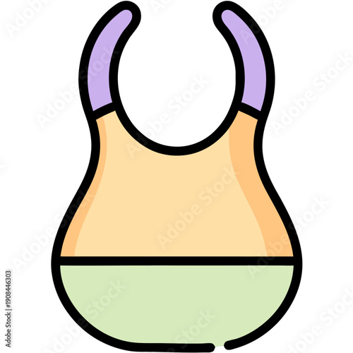 Colorful Baby Bib Vector Illustration in Flat Design Style for Infant Feeding and Nursery Care Graphic