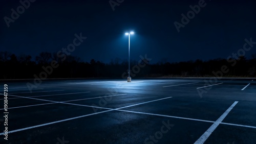 The parking lot was empty, quiet, and eerie at night.