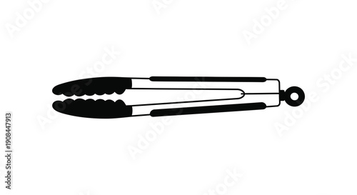 A minimalist depiction of kitchen tongs showcasing their functional design in a stark silhouette high quality professional detailed