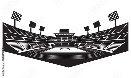 Sports Stadium and Volleyball Net Vector Set – Arena, Court, and Game Field Outline Illustrations