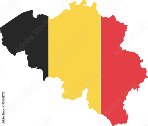 Map of belgium filled with the belgian flag colors