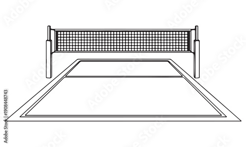 Sports Stadium and Volleyball Net Vector Set – Arena, Court, and Game Field Outline Illustrations