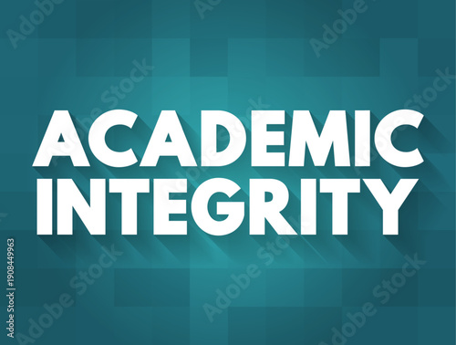 Wallpaper Mural Academic Integrity text on a teal geometric background. This professional banner features sans-serif typography with a long shadow effect, set against a mosaic of dark and light teal squares Torontodigital.ca