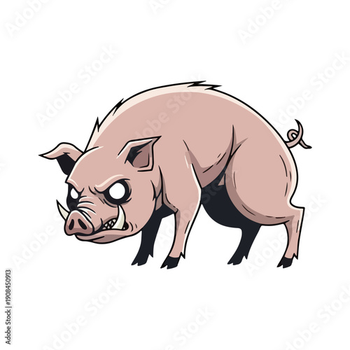 Angry Cartoon Wild Boar Vector Mascot Illustration