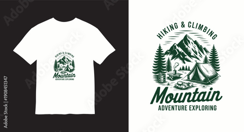 Mountain hiking and climbing adventure exploring vintage emblem