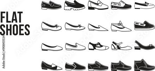 Collection of stylish flat shoes for men and women