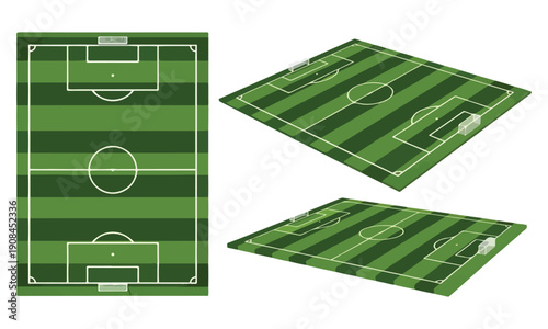Soccer Field Outline Vector Set – Football Pitch Layout Diagrams, Minimal Line Art Sports Field Design