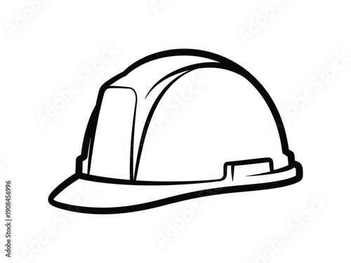 Clean line illustration of a protective construction hard hat, essential safety gear for building sites