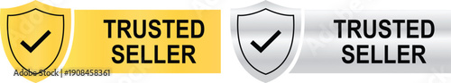 Trusted seller badges with shield icons and verification checkmarks