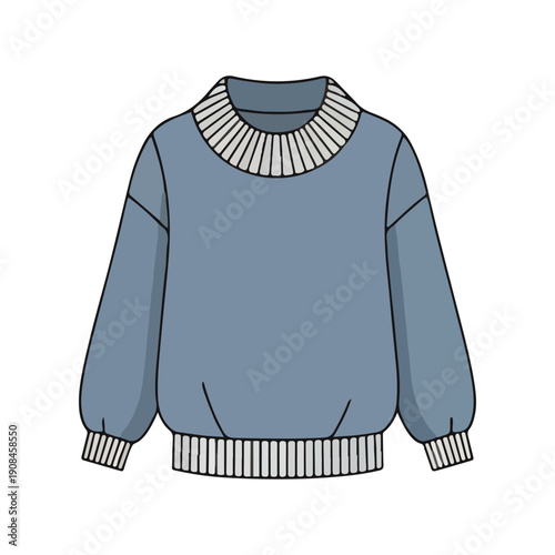 Blue Oversized Sweater Casual Jumper Clothing Vector Illustration