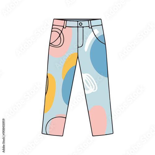 Abstract Pattern Trousers Modern Doodle Style Vector
