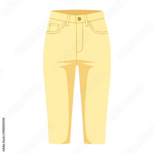 Yellow High Waist Trousers Fashion Icon Vector Illustration