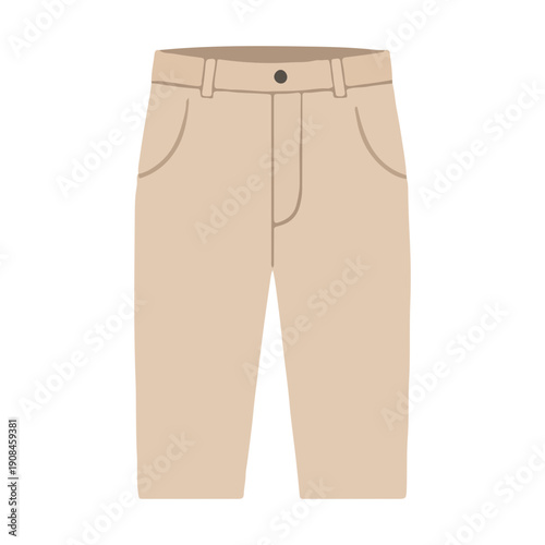 Beige Cropped Pants Flat Vector Illustration Minimalist Style