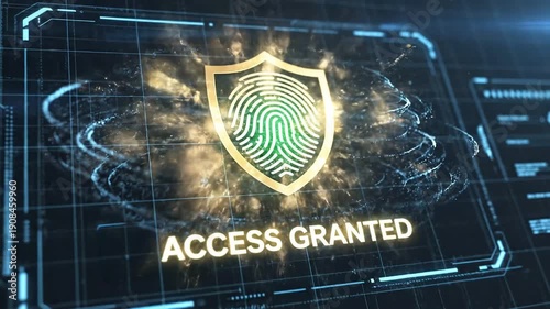 Wallpaper Mural Abstract Secure Login and Identity Verification Interface with Shield and Biometric Icons, Online Security and User Authentication Concept, Realistic 4K Video Torontodigital.ca