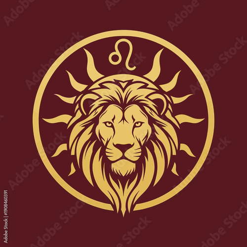 Leo Zodiac Sign Lion Illustration Design.
