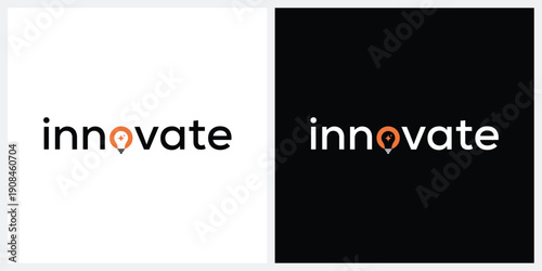 innovate logo design vector, typography light bulb logo icon concept