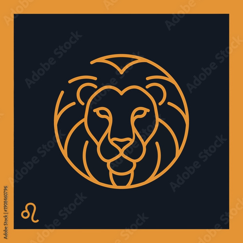 Leo Zodiac Sign Illustration Design Element.