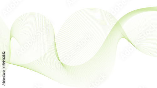 Abstract colorful green wave element for design. Digital frequency track equalizer. Stylized line art background. Vector illustration. 