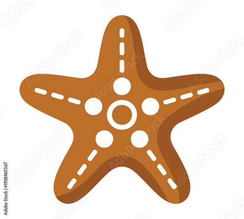 A charming gingerbread starfish cookie with white icing decoration, perfect for holiday baking and festive treats.