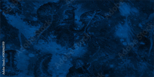 Abstract blue underwater grunge background featuring textured ocean waves with watercolor paint effects and natural sunlight streaming through the sea