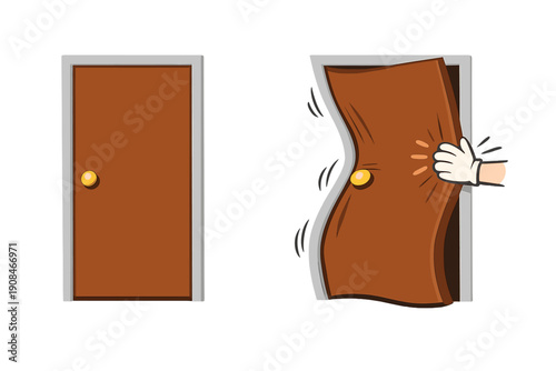 A door that appears solid yet surprisingly flexes when pressure is applied