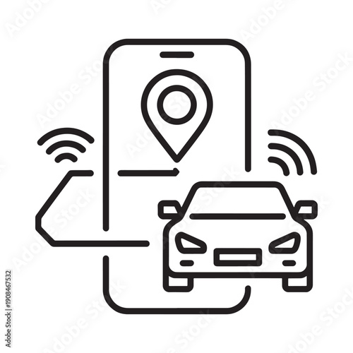 Navigation app displaying a car s location on a smartphone screen