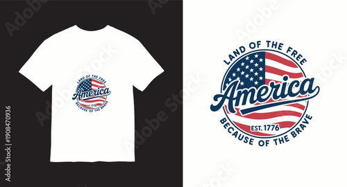 America land of the free because brave est 1776 patriotic logo