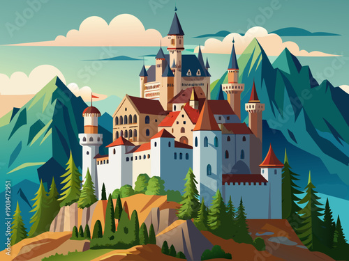 castle in the mountains vector