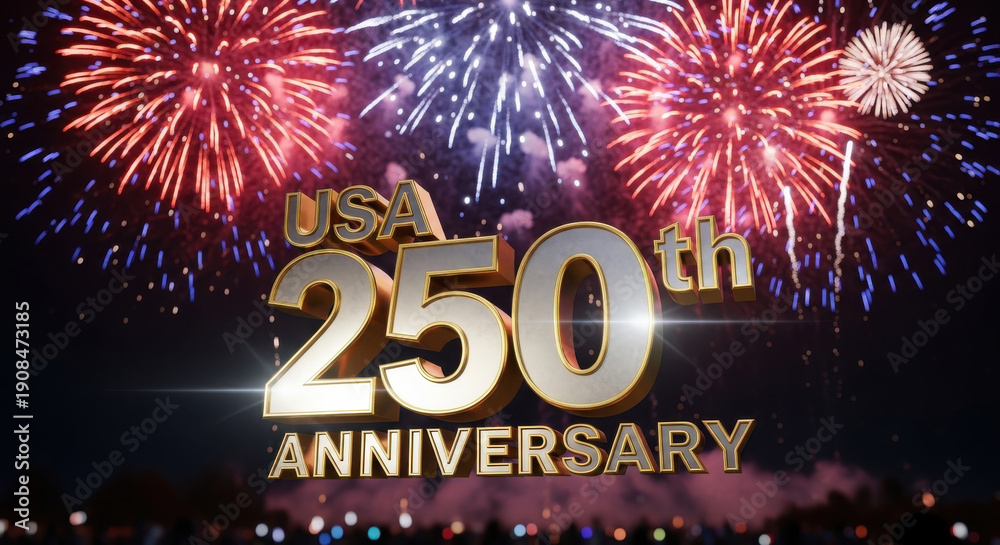 Fototapeta premium Fireworks celebrating USA's 250th anniversary.
