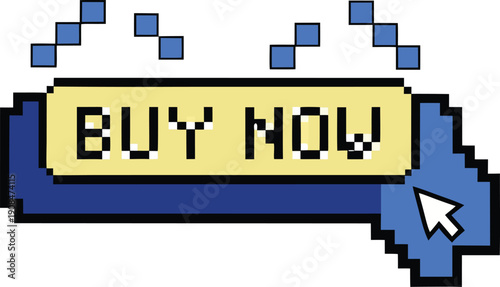 Eight bit buy now pixel button with flashing edges