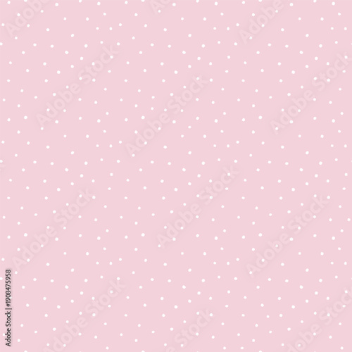 Seamless Vector Pattern small white polka dots toss on pastel pink background Hand Drawn spots
