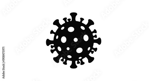 Black silhouette of a coronavirus cell isolated on a white background