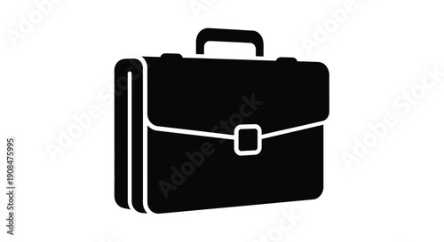 Simple black silhouette of a closed briefcase with a handle