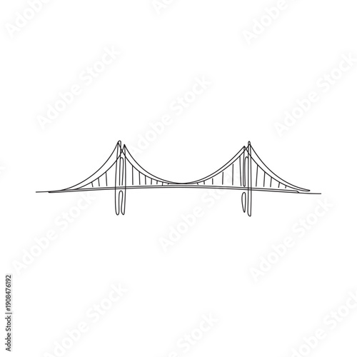 Simple line drawing of a suspension bridge showcasing its elegant structural design