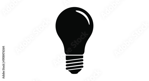 Simple black silhouette of a classic lightbulb with a glowing filament