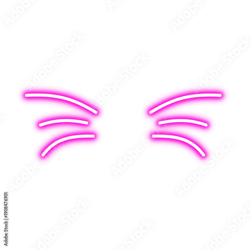 Glowing Neon Cat Whiskers.  Vector design for pet animals store. Vector illustration 