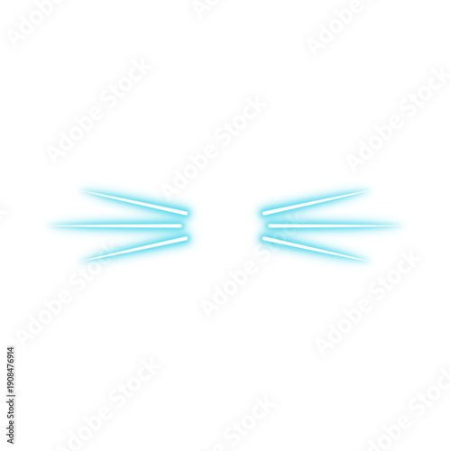 Glowing Neon Cat Whiskers.  Vector design for pet animals store. Vector illustration 