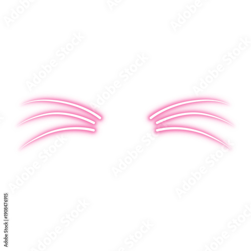 Glowing Neon Cat Whiskers.  Vector design for pet animals store. Vector illustration 