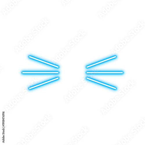 Glowing Neon Cat Whiskers.  Vector design for pet animals store. Vector illustration 