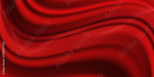 Luxury red satin smooth fabric background. Abstract background luxury red cloth or liquid wave or wavy folds of silk satin background. Red silky fabric. Decoration element for design.